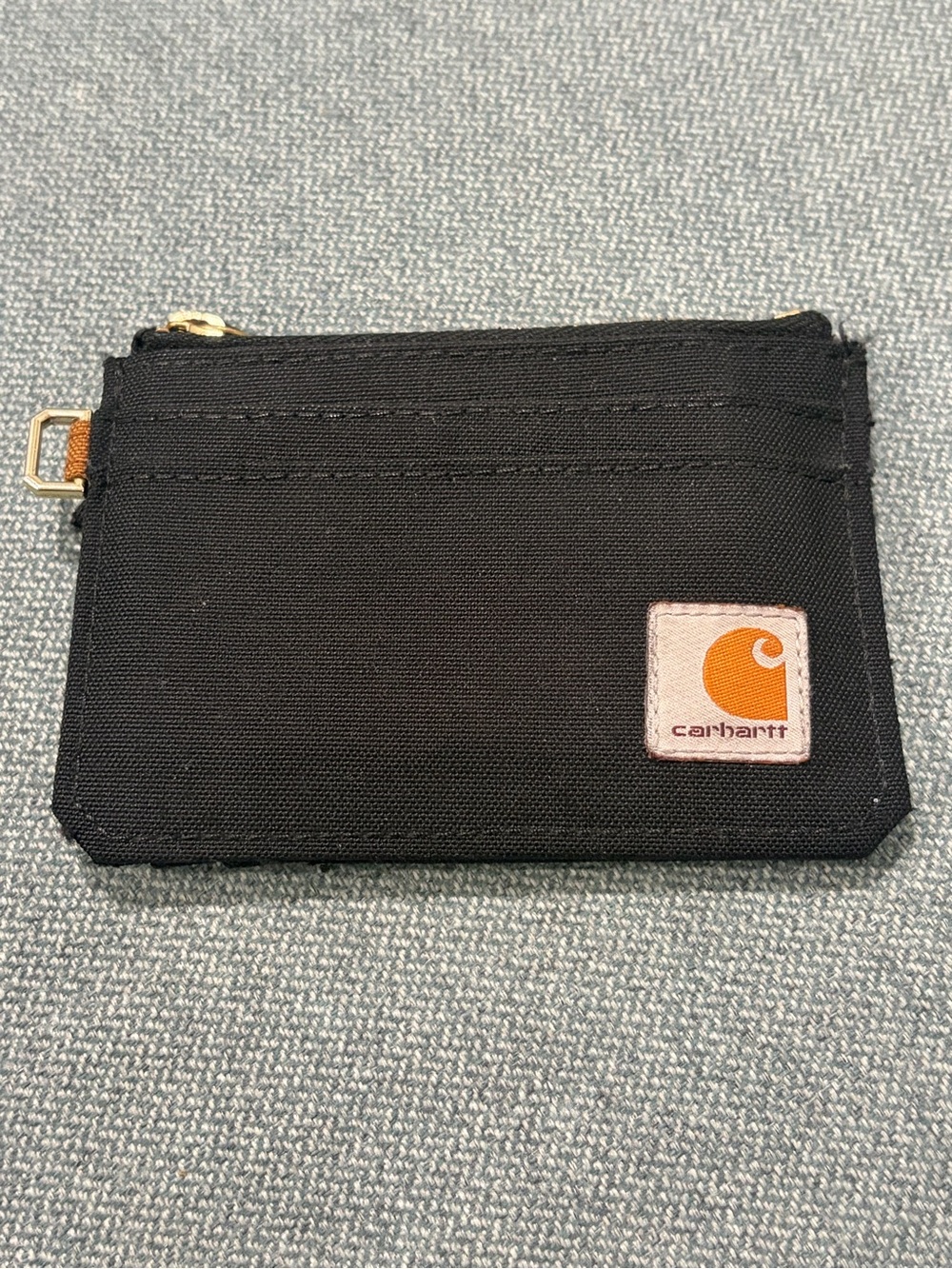 Carhartt Black Canvas Card Pouch with Orange Logo Patch